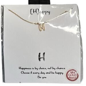 Happy Initial H 18k gold dipped necklace